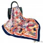 New silk scarf French vintage scarf Nepal print large square scarf 90cm headscarf