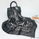 Black dot print large square scarf female new headscarf simulation silk scarf shawl