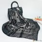 Black dot print large square scarf female new headscarf simulation silk scarf shawl