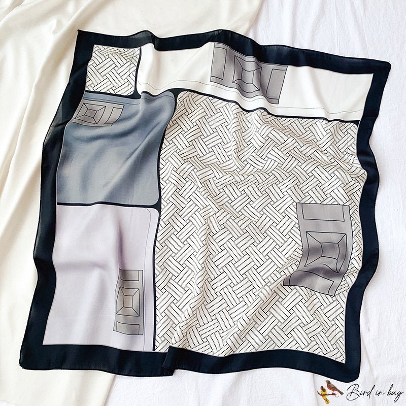 Silk scarf female new color blocking print 70cm small square scarf satin scarf shawl