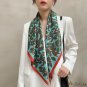 New twill silk silk scarf women 90cm large square scarf shawl small leaves printed scarf decorative 