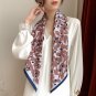 New twill silk silk scarf women 90cm large square scarf shawl small leaves printed scarf decorative 