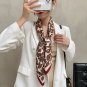 New twill silk silk scarf women 90cm large square scarf shawl small leaves printed scarf decorative 