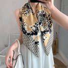 New twill silk 90cm silk scarf women French retro large square scarf plaid scarf decorative headscar