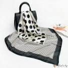 90cm silk scarf female new black and white polka dot print square scarf simulation silk satin turban