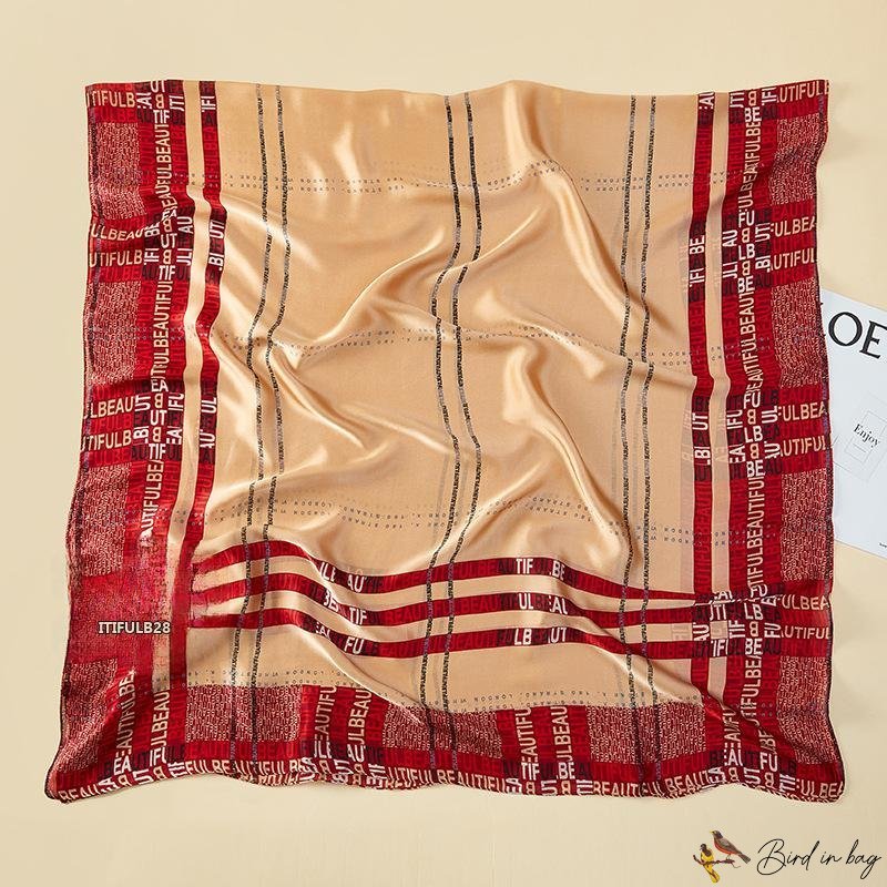 Plaid silk scarf women spring and autumn new shawl long beach towel printed decorative sarong