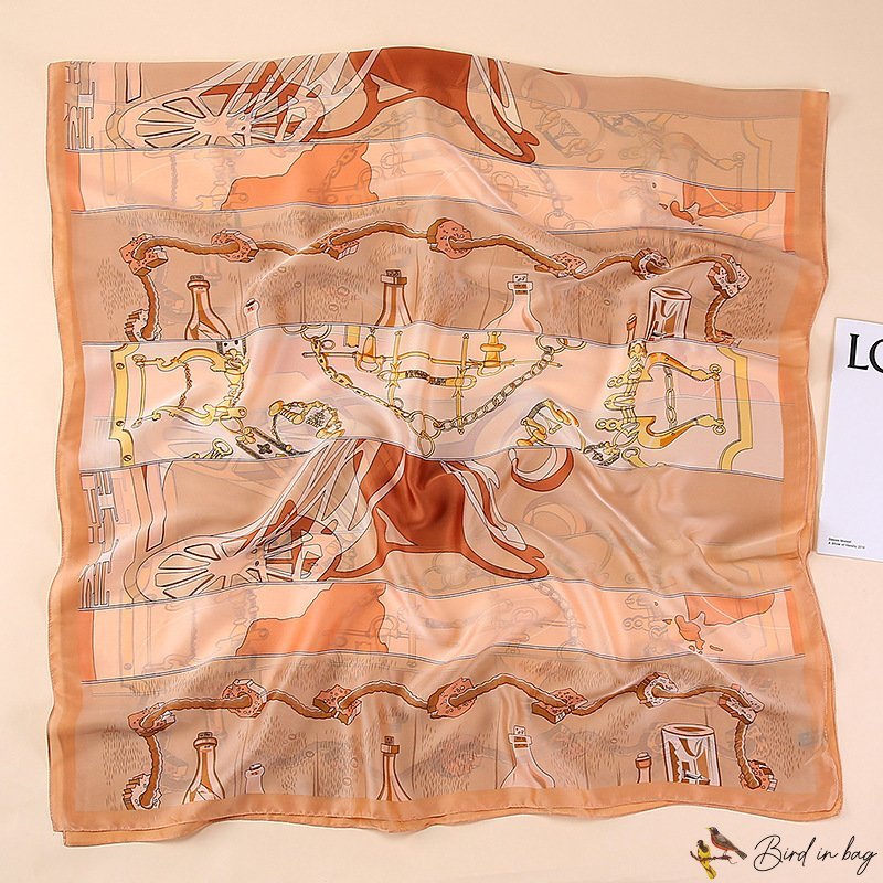 New imitation silk scarf female vacation silk scarf beach towel fashion printing sunshade shawl silk