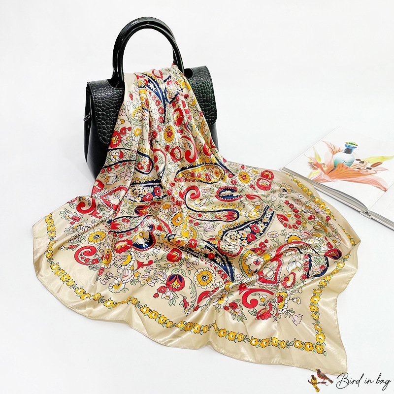 Silk scarf female new 90cm satin printed small square scarf scarf headscarf
