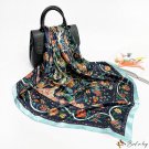 90cm square towel female spring and summer new satin headscarf retro printing silk scarf