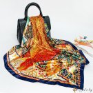 Silk scarf female spring and summer new fortune tree printing large square scarf retro turban scarf 