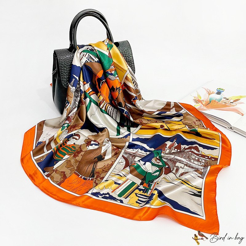 Silk scarf female new imitation silk scarf printing large square scarf headscarf