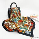 90cm silk scarf female new turban satin cartoon print large square scarf shawl