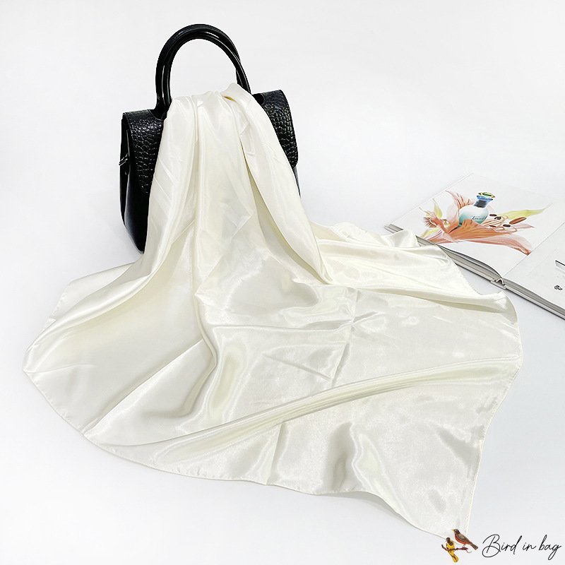 Pure color silk scarf female new turban simulation silk satin printing large square scarf shawl