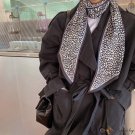 Thin long strip small floating ribbon silk scarf female wind leopard print double layer neck scarf t
