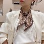 Thin long strip small floating ribbon silk scarf female wind leopard print double layer neck scarf t