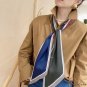 New satin double layer small silk scarf female stripes printed hair tie decorative neck scarf thin l