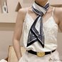 New bird check floating ribbon small silk scarf female long pointed scarf decorative double layer sa