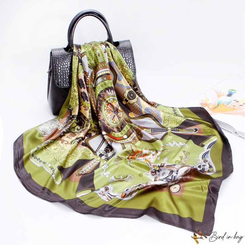 New simulation silk scarf female 90cm satin printing large square scarf shawl headscarf