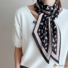 Ribbon small silk scarf female new satin print double layer small neck scarf decorative headscarf ha