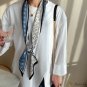 New satin small silk scarf women butterfly print narrow hair band flow decorative neck scarf thin lo
