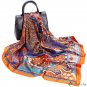 Silk scarf women spring and summer imitation silk satin large square scarf hair wealthy tree printed