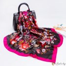 Silk scarf female new simulation silk 90cm large square scarf literary retro printing scarf shawl he