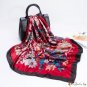 Silk scarf female new simulation silk 90cm large square scarf literary retro printing scarf shawl he