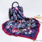 Silk scarf female new simulation silk 90cm large square scarf literary retro printing scarf shawl he