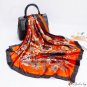 Silk scarf female new simulation silk 90cm large square scarf literary retro printing scarf shawl he