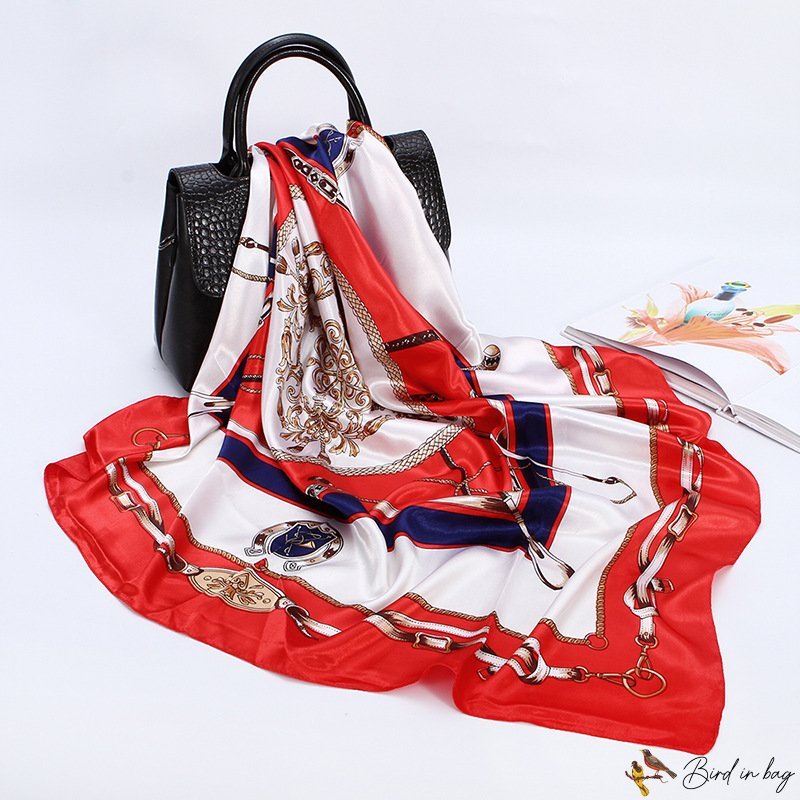 Simulation silk scarf female new 90cm printed large square shawl headscarf scarf