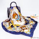 Bear print silk scarf female season new simulation silk satin square scarf scarf headscarf shawl