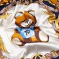 Bear print silk scarf female season new simulation silk satin square scarf scarf headscarf shawl