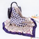 Silk scarf female season new simulation silk satin thousand bird grid printing large square scarf tu