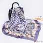 Silk scarf female season new simulation silk satin thousand bird grid printing large square scarf tu