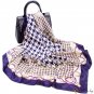 Silk scarf female season new simulation silk satin thousand bird grid printing large square scarf tu