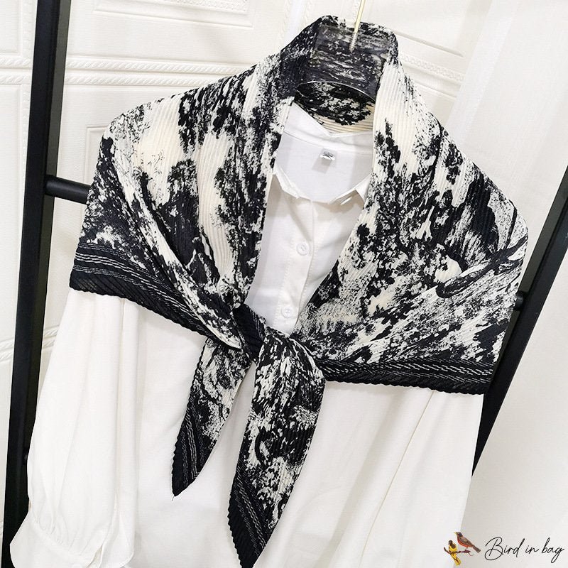Season new pressure wrinkle square scarf 90cm imitation cotton linen hand feeling scarf literary ret