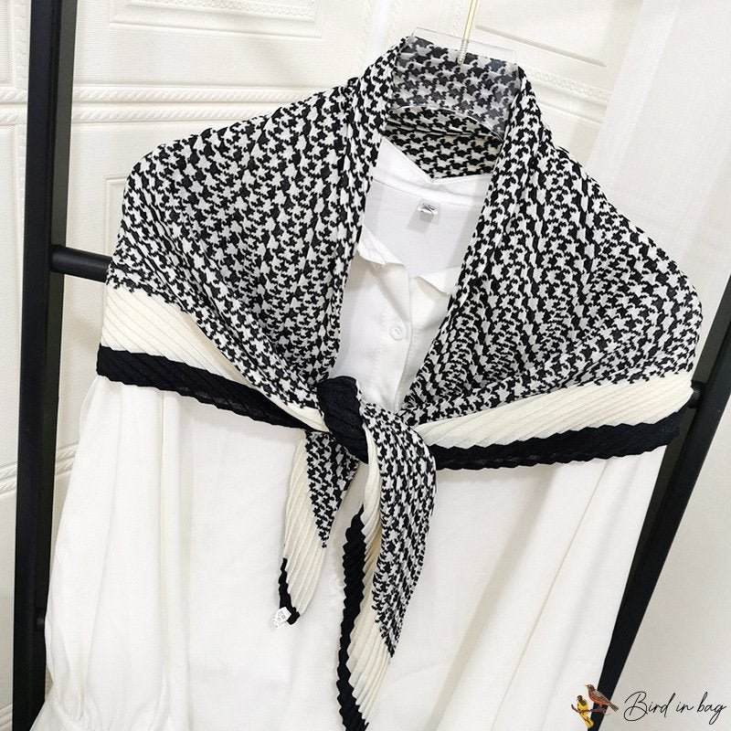 Season new pleated square scarf 90cmc cotton linen feel scarf wear back to the pattern silk scarf sa