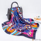 Spring and summer new simulation silk scarf female printing square scarf 90cm headscarf retro shawl