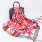 Spring and summer new simulation silk scarf female printing square scarf 90cm headscarf retro shawl