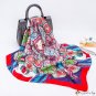 Spring and summer new simulation silk scarf female printing square scarf 90cm headscarf retro shawl