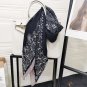 Silk scarf female 90cm large square scarf simulation silk satin pleated print headscarf wear shawl s