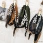 Pleated square scarf 90cm new imitation cotton linen feel scarf leopard print wear silk scarf thin s