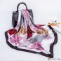 90cm silk scarf female simulation silk small square scarf lotus flower printing satin headscarf shaw