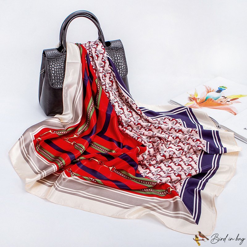 90cmcm * 90cm silk scarf female summer new colorful printing large square scarf headscarf simulation