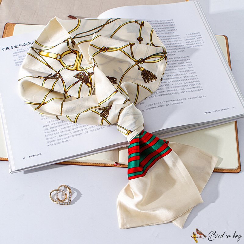 Autumn and winter new thin section double layer silk scarf female thin narrow long section floating 
