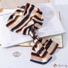 Autumn and winter thin section stripes printed small silk scarf female thin narrow long stripes smal