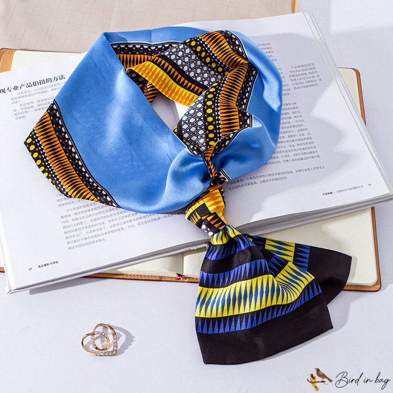 Spring literary silk scarf female thin narrow long small long scarf decorative double layer small fl