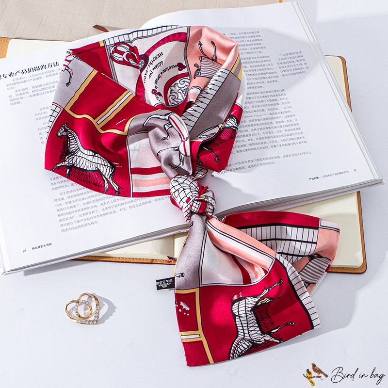 Spring and autumn new thin section small silk scarf female thin narrow long section floating ribbon 