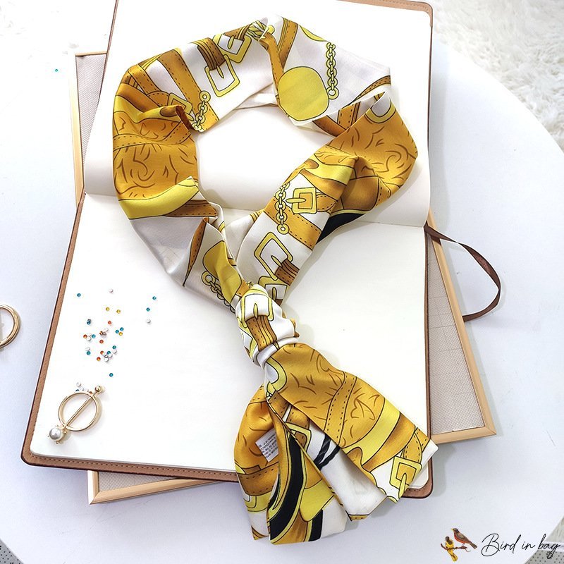 Spring neck scarf double layer silk scarf female long scarf multifunctional floating belt