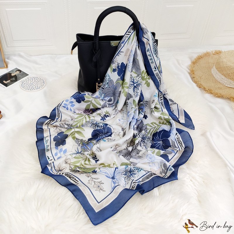 New silk scarf large shawl scarf female printing 90cm square scarf